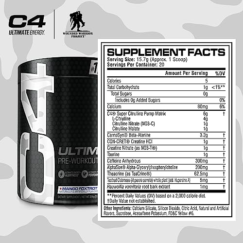 Cellucor C4 Ultimate x WWP Pre Workout Powder Mango Foxtrot - Sugar Free Preworkou Cellucor