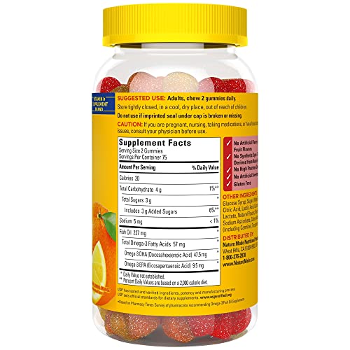 Nature Made Fish Oil Gummies, Omega 3 Fish Oil Supplements, Healthy Heart Support Nature Made