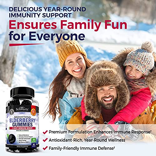 Elderberry Gummies with Zinc and Vitamin C for Adults & Kids - Natural Immune Support BioSchwartz
