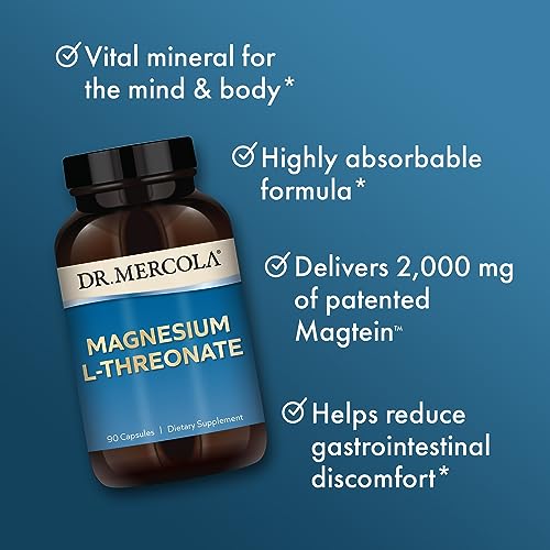 Dr. Mercola Magnesium L-Threonate, 30 Servings (90 Capsules), Dietary Supplement Dr. Mercola