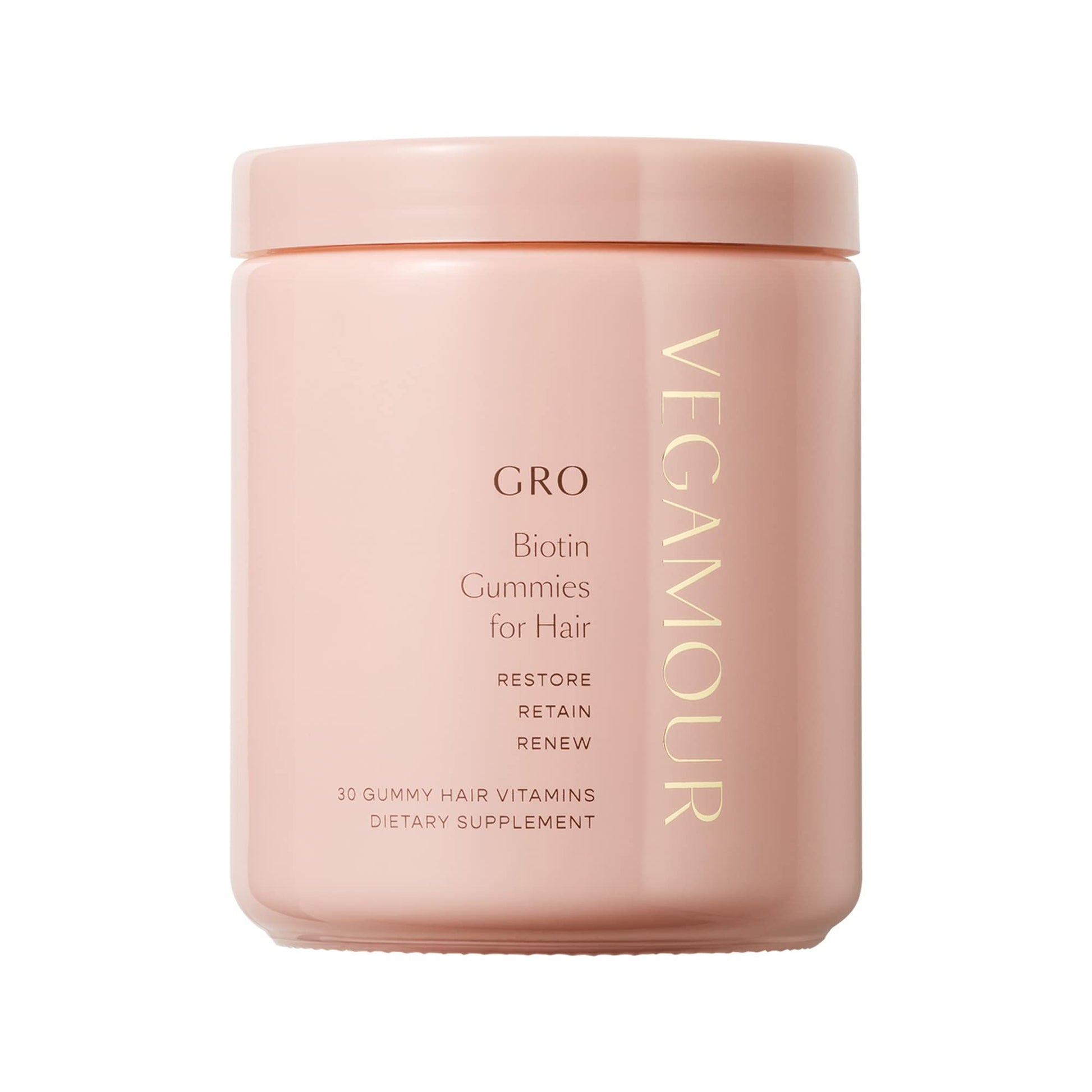 VEGAMOUR GRO Biotin Gummies, Strawberry Flavor with 5000 mcg Biotin, Supports 