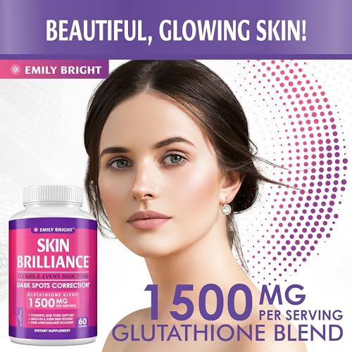 Glutathione Capsules - 1,500mcg Glutathione Supplement - Skin Tone Enhancer - Targets Emily Bright INC