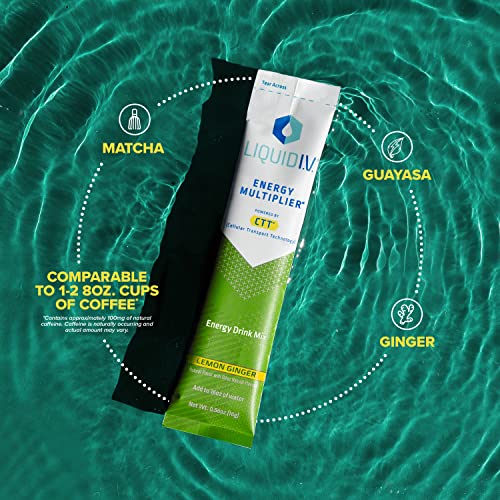 Liquid I.V. Hydration + Energy Multiplier - Lemon Ginger - Hydration Powder Packets Liquid I.V.