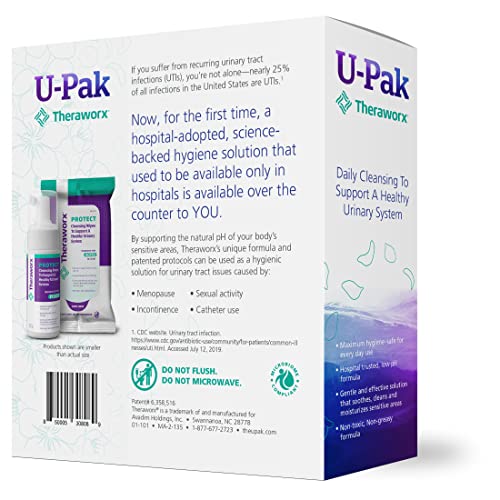 Theraworx Protect U-Pak 60-Ct Wipes & Hygiene Foam 3.4 oz for Urinary Health (Pack of 1) THERAWORX PROTECT