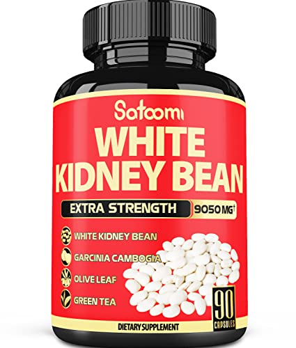 Pure White Kidney Bean Extract Capsules - 6 Herbal Ingredients 9050 mg Equivalent 