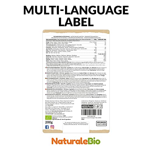 Organic Psyllium Husk - 99% Purity - 200g. Pure & Natural Psyllium Seed Husks NaturaleBio