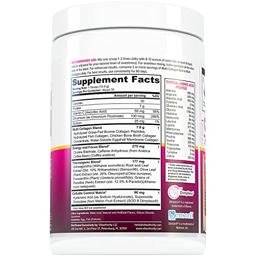 Multi Collagen Burn: Multi-Type Hydrolyzed Protein Peptides with Hyaluronic Acid, Vitamin Vitauthority