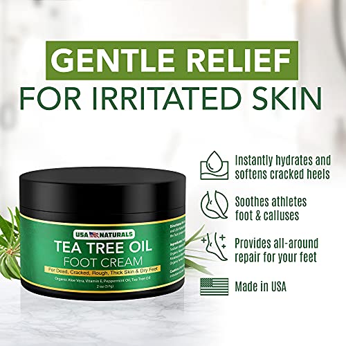 Tea Tree Oil Foot Cream For Dry Cracked Heels Repair - Natural Foot Cream For Dry Cracke USA Naturals