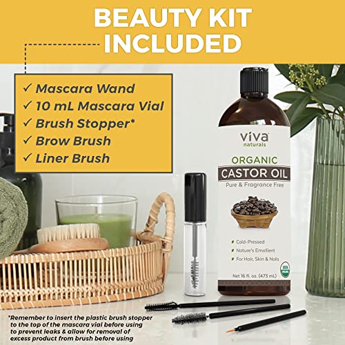 Viva Naturals Organic Castor Oil, 16 fl oz - Cold Pressed Castor Oil for Skin, Hair and Lashes - Traditionally Viva Naturals