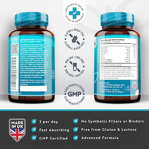 Marine Collagen 1000mg Enhanced with Hyaluronic Acid 100mg - 90 Super Strength Capsules Nutravita