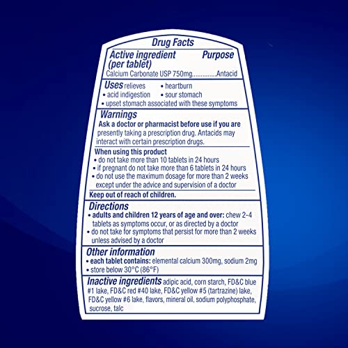 TUMS Antacid Chewable Tablets, Extra Strength for Heartburn Relief, Assorted Fruit TUMS