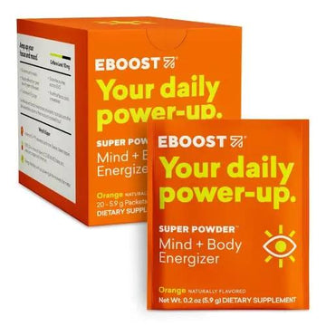 EBOOST Energy Drink & Electrolyte Powder, 20 Packets - Super Powder Orange