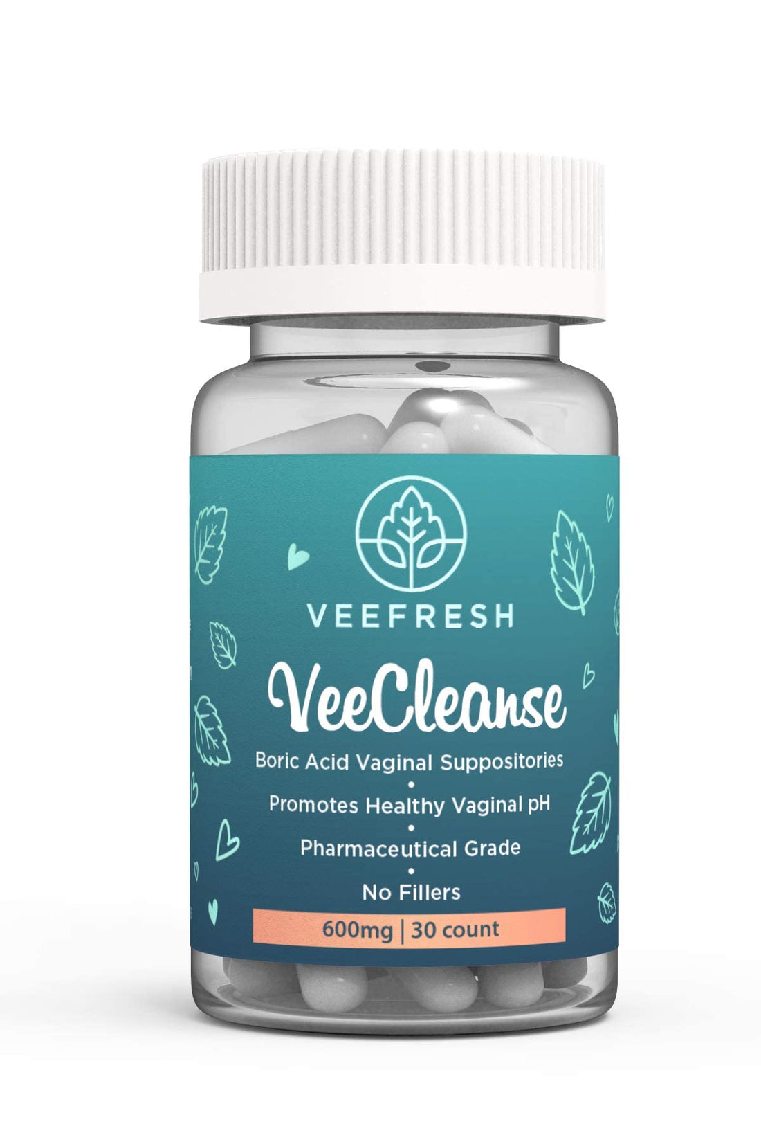 VeeFresh - VeeCleanse Boric Acid Vaginal Suppositories - Vaginal pH Balance Suppositories