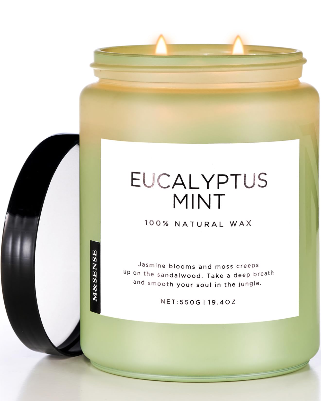 M&SENSE Eucalyptus Mint Candles for Home Scented, 19.4oz 110 Hours Burn Soy Aromatherapy