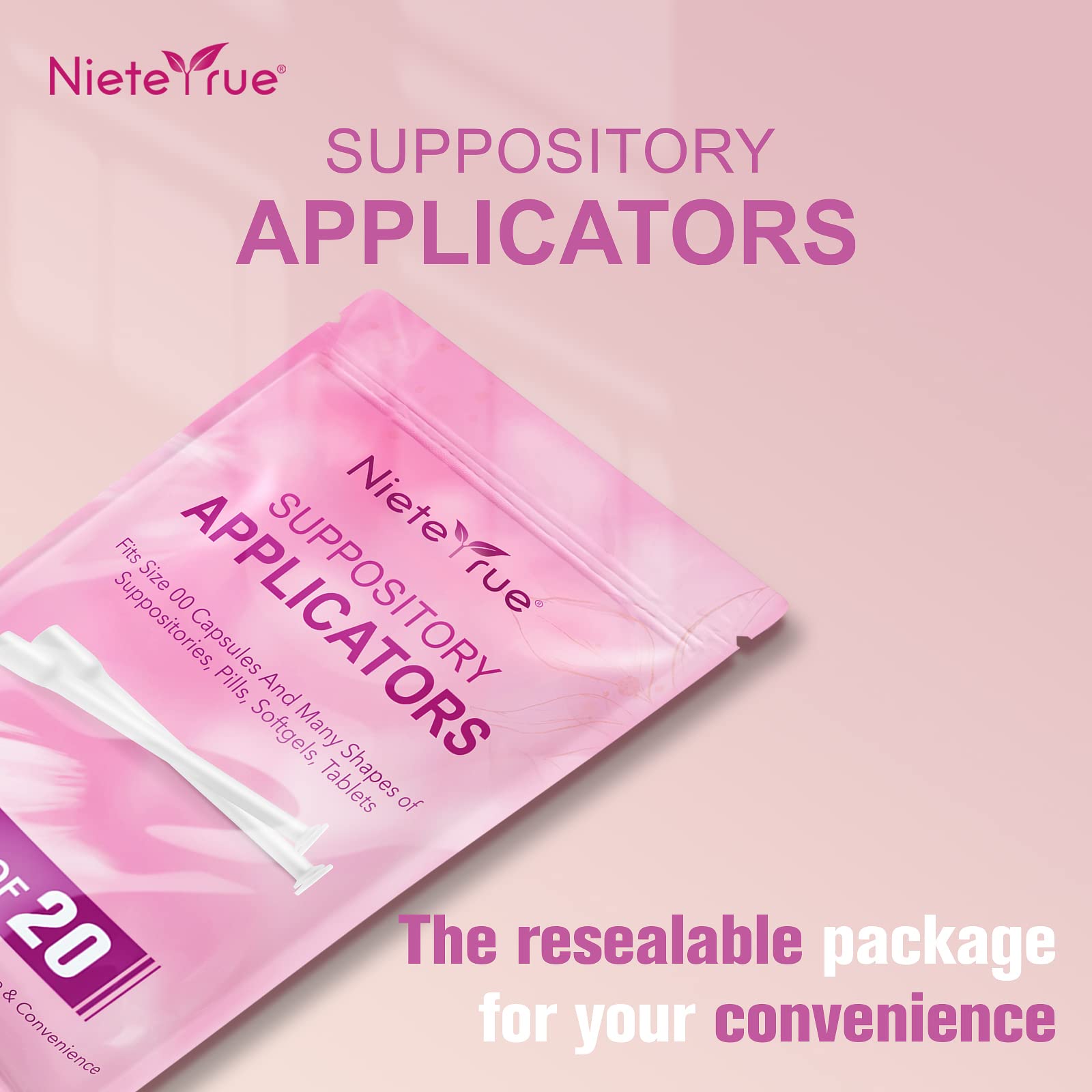 Nieteyrue (40 Packs) Disposable Vaginial Applicators Individually Wrapped Hygienic Fit Nieteyrue