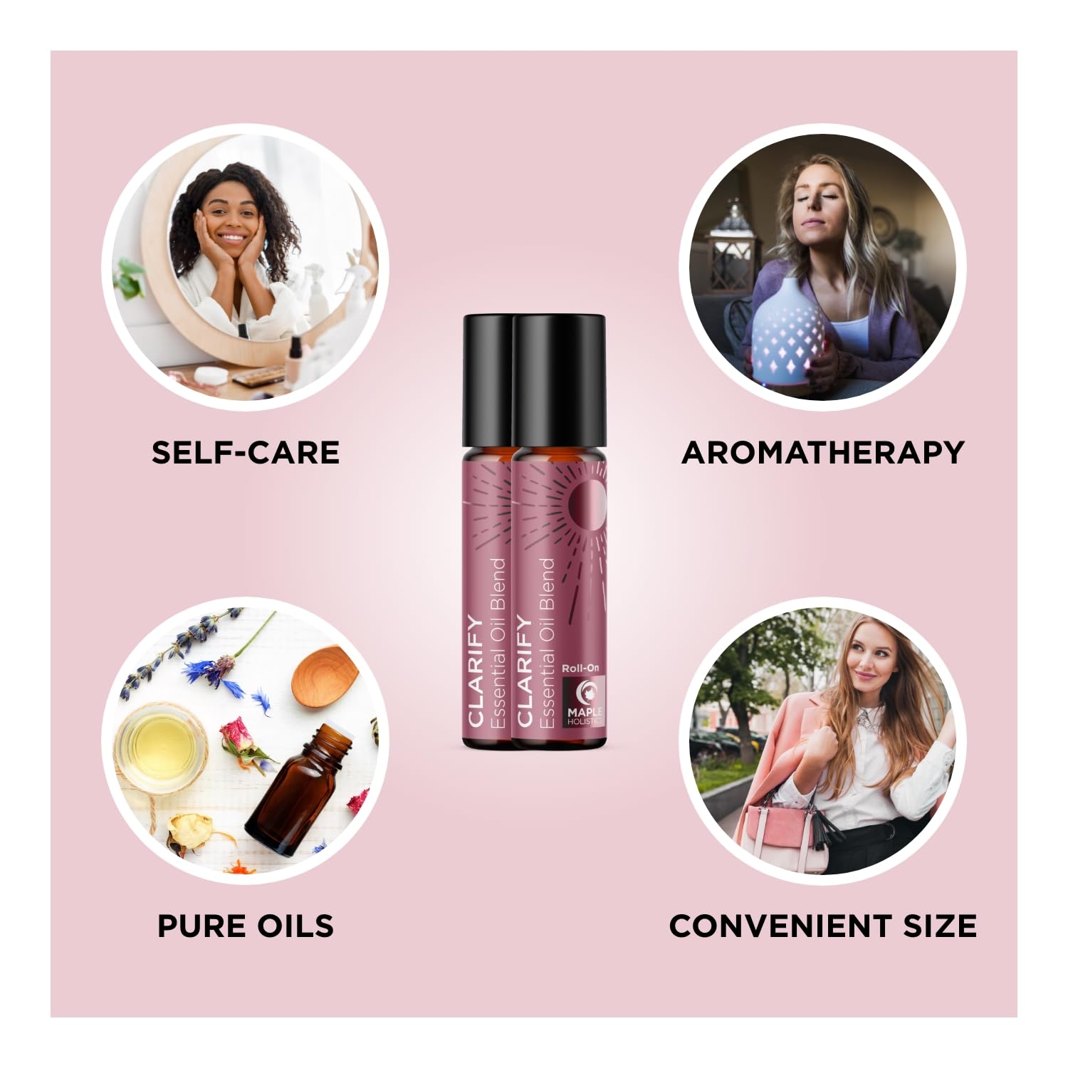 Headache Essential Oil Roll On - Clarify Essential Oil Blend Headache Roll On with Aromatherapy Oils Maple Holistics