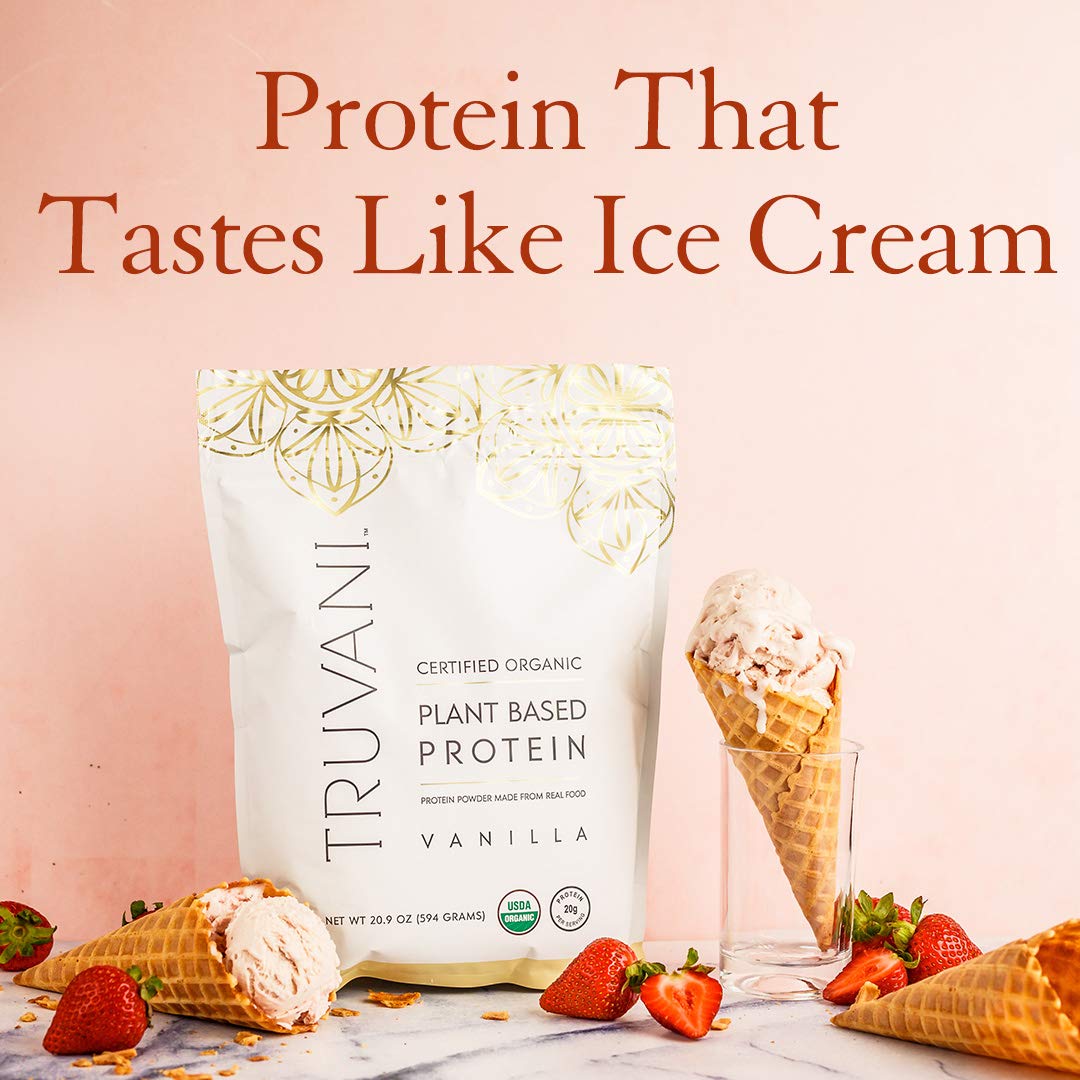 Truvani Organic Vegan Protein Powder, Organic Pea Protein Powder, Vegan, Non GMO Truvani