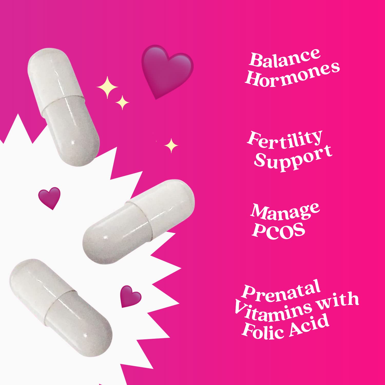Myo-Inositol & D-Chiro Inositol Capsules with Folic Acid for PCOS | Prenatal Fertility BeLive