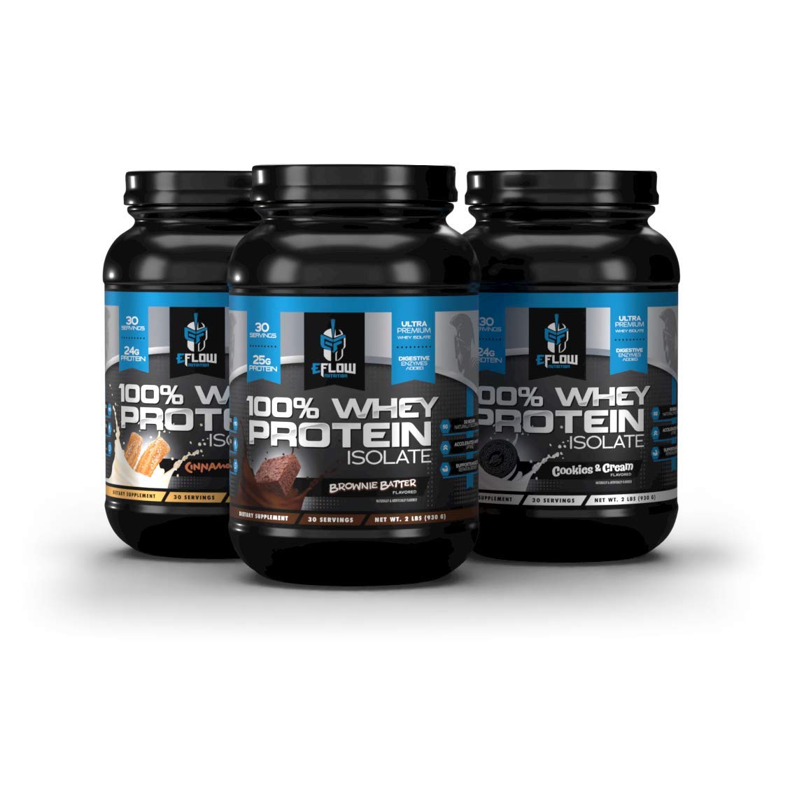 eFlow Nutrition 100% Whey Protein Isolate - Gluten & Lactose-Free Digestive Enzymes eFlow Nutrition