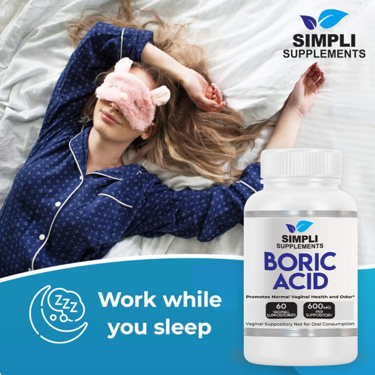 Simpli Supplements 60 Boric Acid Suppositories - Modern Support & Ancient Remedy - Scientifically Simpli Supplements