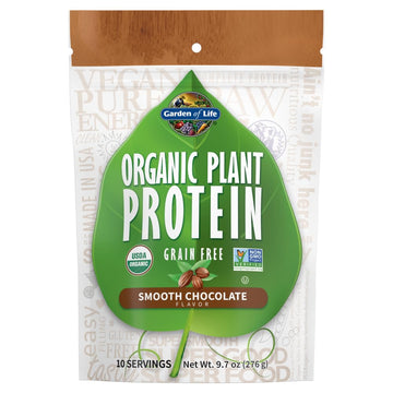 Garden of Life Organic Plant Protein Smooth Chocolate Powder, 10 Servings - Vegan, Grain 