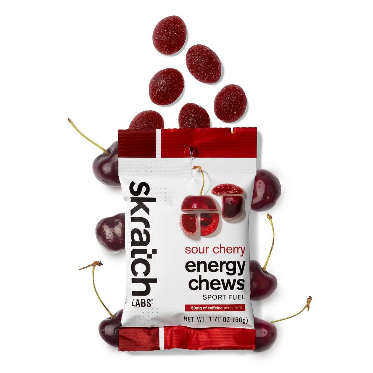 Skratch Labs Sport Energy Chews, Sour Cherry with Caffeine (10 Pack)