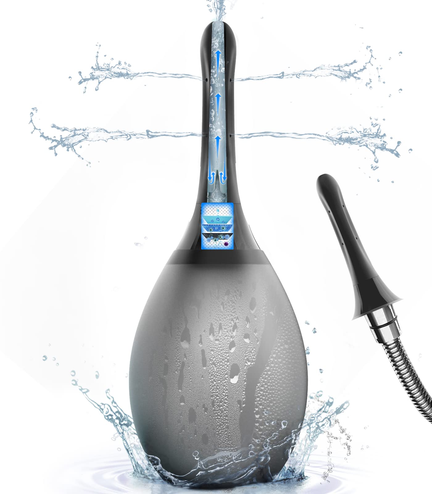 Enema Douche Anti Back-Flow, Amal Douche Connected to Shower Hole,Enema Bulb with 7 Spouts