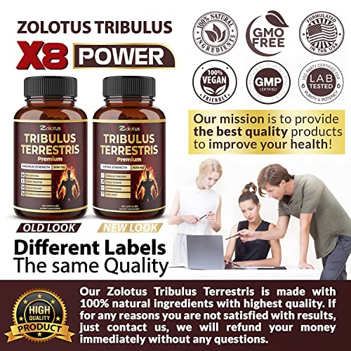 Tribulus Terrestris Supplement for Men & Women, 9050mg Per Capsule, 5-Month Supply Zolotus