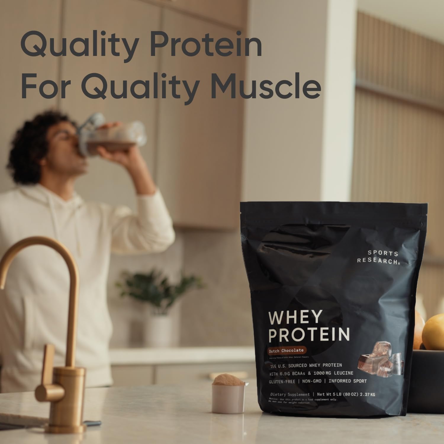 Sports Research Whey Protein - Sports Nutrition Whey Isolate Protein Powder Sports Research