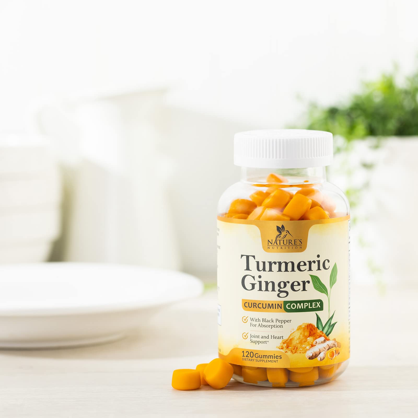 Turmeric Ginger Gummies - Vegan Turmeric Curcumin Gummy with 95% Curcuminoids Nature's Nutrition