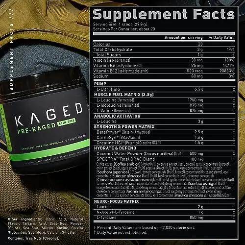 Kaged Stimulant Free Pre Workout Powder | Fruit Punch | Pre-Kaged | Formulated Kaged