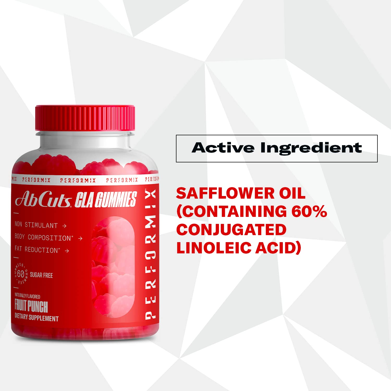 PERFORMIX AbCuts CLA Gummies - 60 Gummies, Fruit Punch - Non-Stimulant PERFORMIX