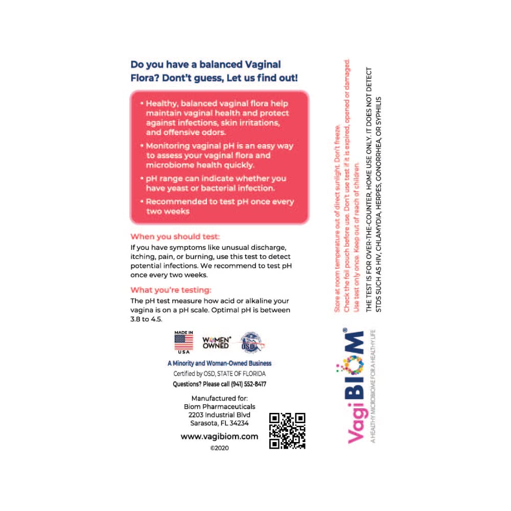 VagiBiom Vaginal pH Tester: Balanced and Healthy Vaginal microbiome ensures Optimum pH VagiBiom