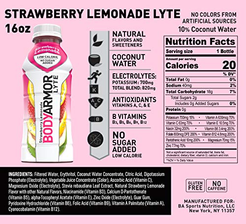 BODYARMOR LYTE Sports Drink Low-Calorie Sports Beverage, Strawberry Lemonade BODYARMOR
