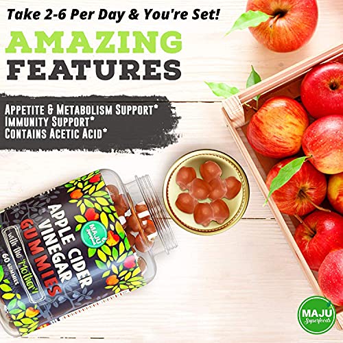 Apple Cider Vinegar Gummies with Mother - Weight Management & Detox - 2X Stronger Maju Superfoods