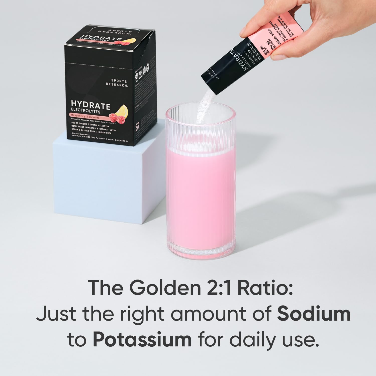 Sports Research Hydrate Electrolytes Powder Packets - Sugar-Free & Naturally Flavored Sports Research