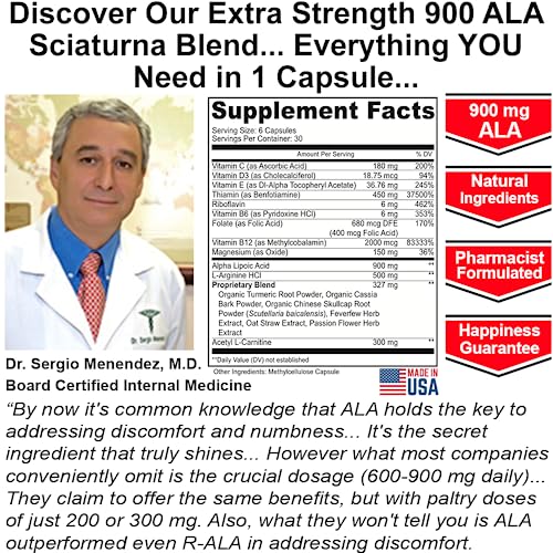 Sciatica Supplement with 900 mg Alpha Lipoic Acid - Sciatic Nerve Support Nuturna