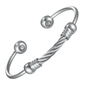 EnerMagiX Magnetic Bracelet for Women for Arthritis and Joint,Twisted Cable Stainless Steel Bangle