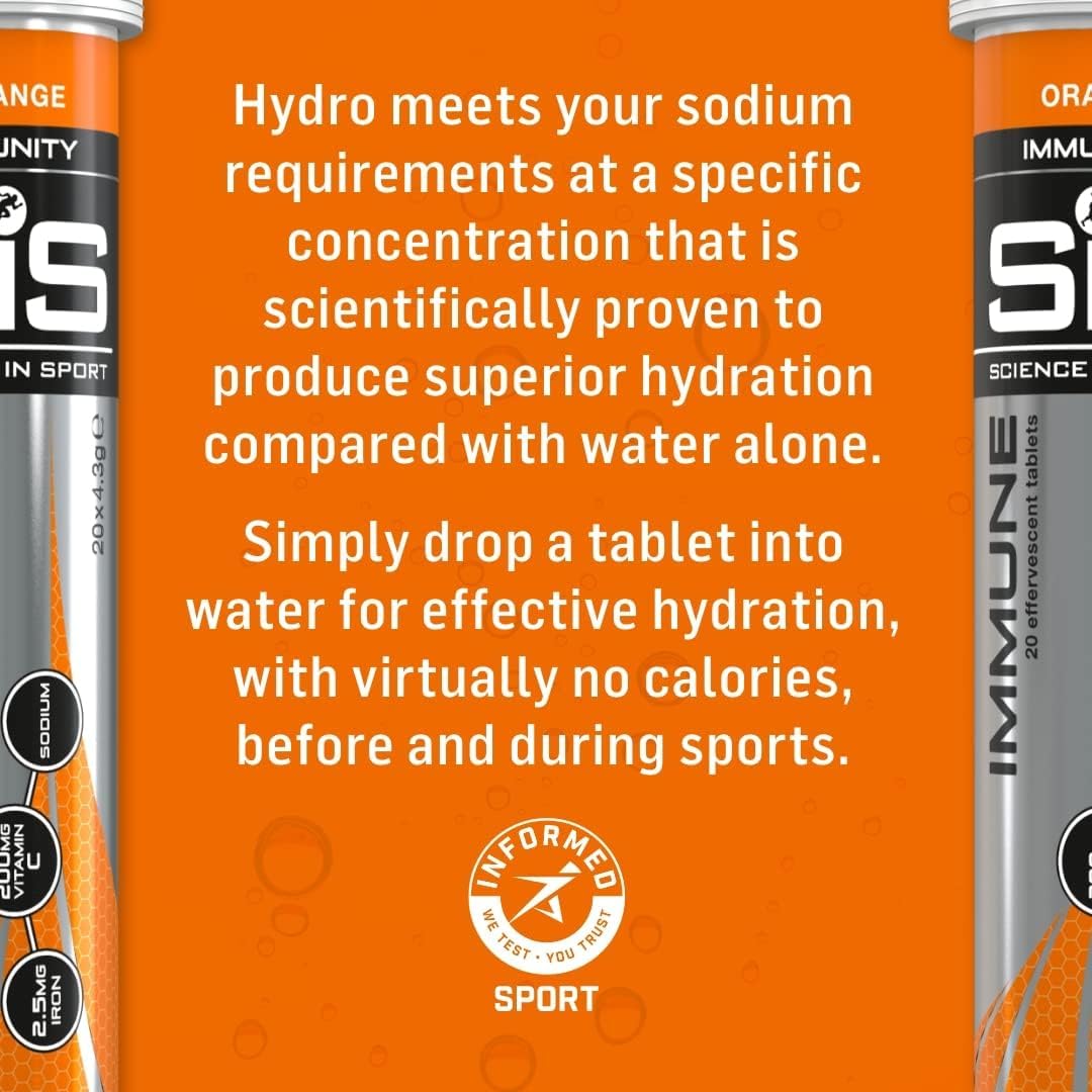Science In Sport Hydro Hydration Tablets, Gluten-Free, Zero Sugar, Orange Flavour Plus Science in Sport