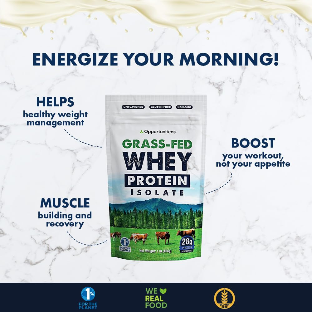 Opportuniteas Grass Fed Whey Protein Isolate Powder - Unflavored Whey Protein Isolate Opportuniteas