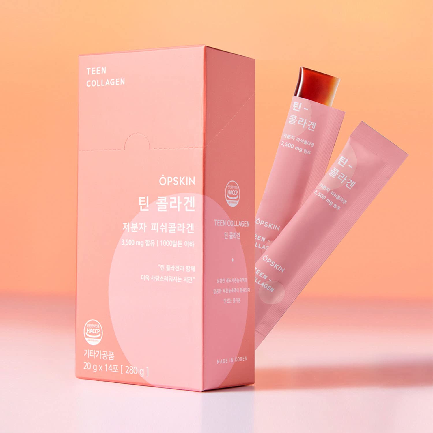 OPSKIN Teen Collagen 14 Pieces, Hydrolysed Marine Collagen Jelly, Grapefruit Flavour Gummy Sticks OPSKIN