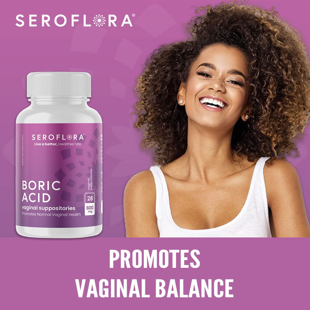 Seroflora Boric Acid Vaginal Suppositories 600 mg 28 Capsules - Boric Acid Pills for Women Seroflora