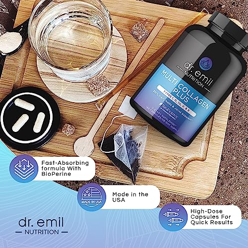 DR EMIL NUTRITION Multi Collagen Pills - 180 Capsules - Collagen Supplements to Support DR EMIL NUTRITION