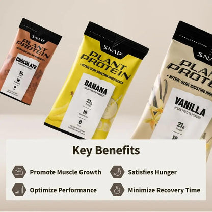 Snap Supplements 100% Plant Based Protein Powder Stick Packs with Nitric Oxide Booster (10 Pack, Variety Pack)