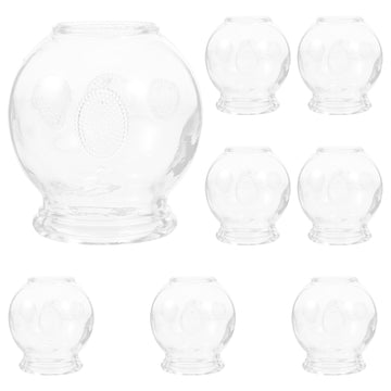 Healvian 8pcs Glass Fire Chinese Acupoint Cupping Glass Cupping Device Body Care Cupping Suction