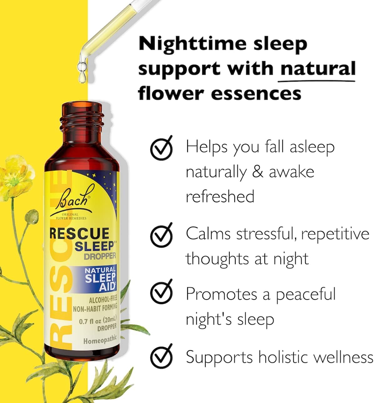 RESCUE Stress Relief & Sleep Support Bundle, Non-Alcohol Formulas, Bach Remedy Dropper 20mL 2-Pack RESCUE