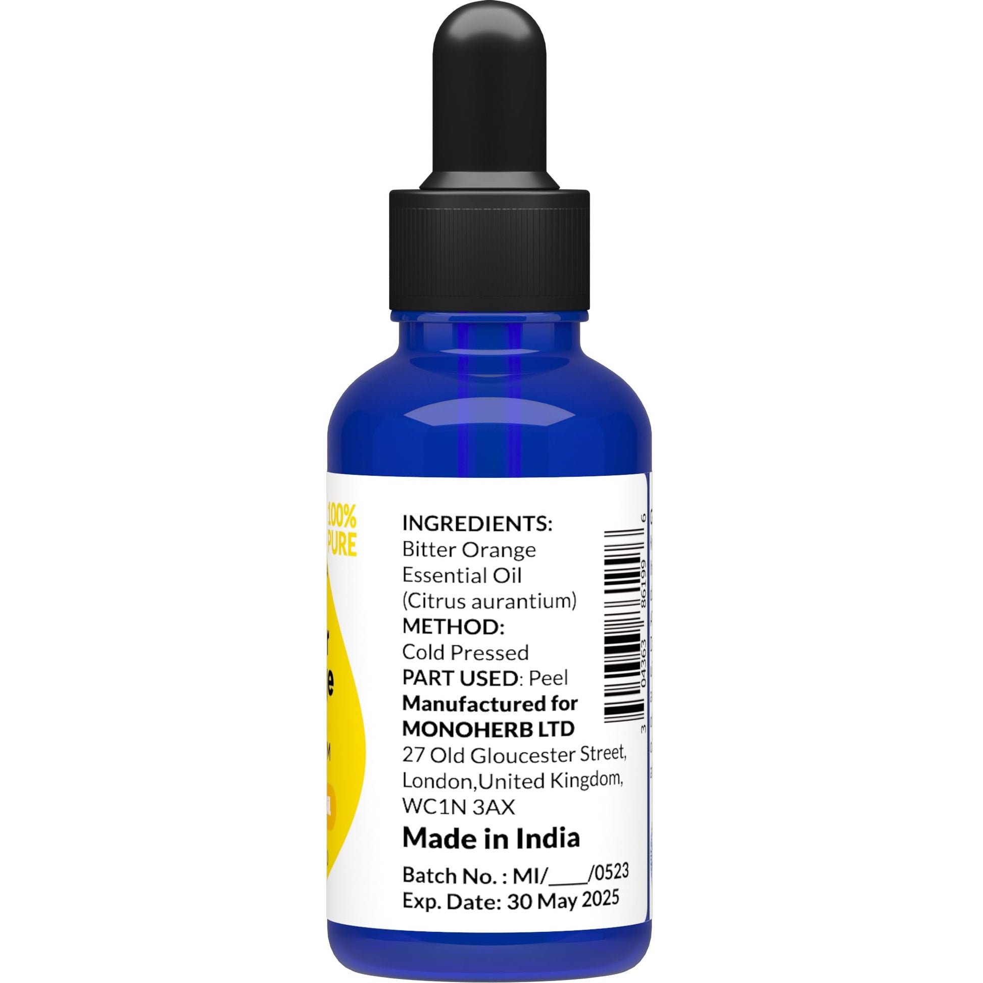 Bitter Orange Essential Oil 30 ml - 1 oz - Pure & Natural - with Pipette Dropper MONOHERB