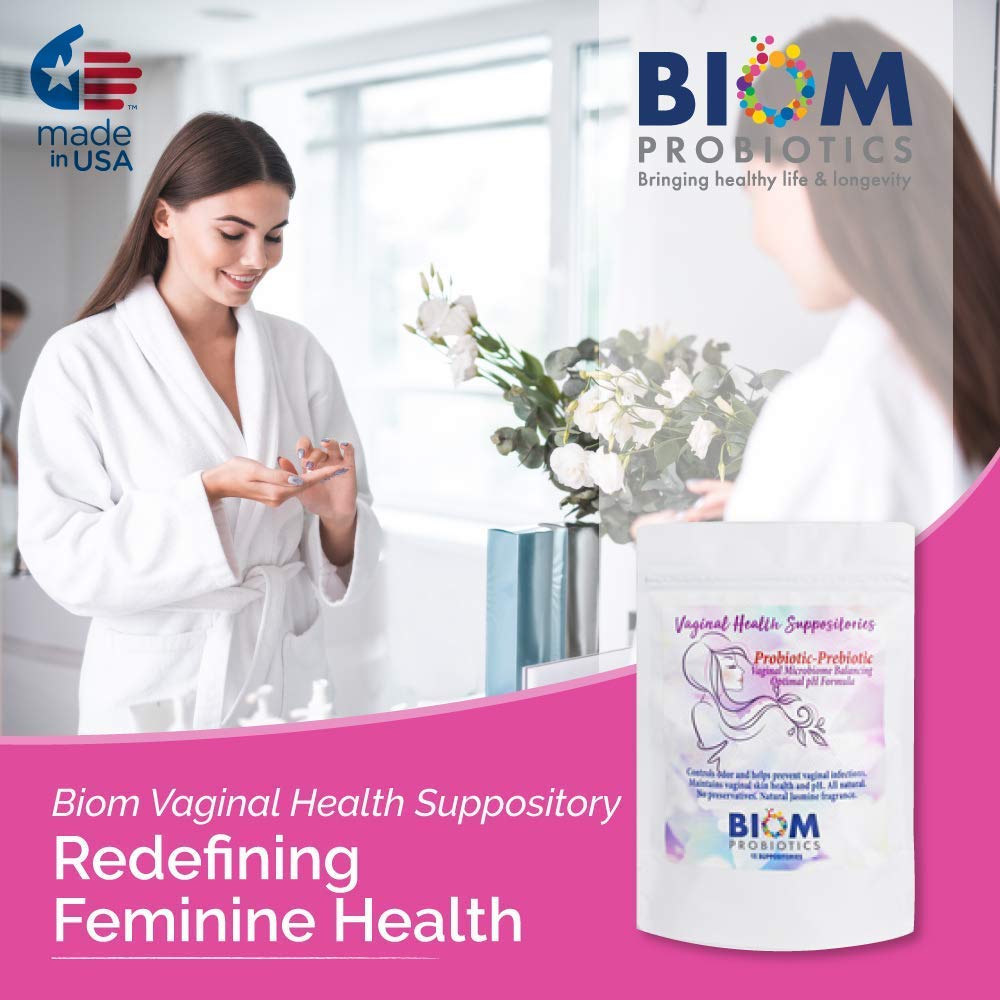 Biom Vaginal Probiotic Suppository: Natural Vaginal pH and Odor Control Regimen; Balance Biom Probiotics