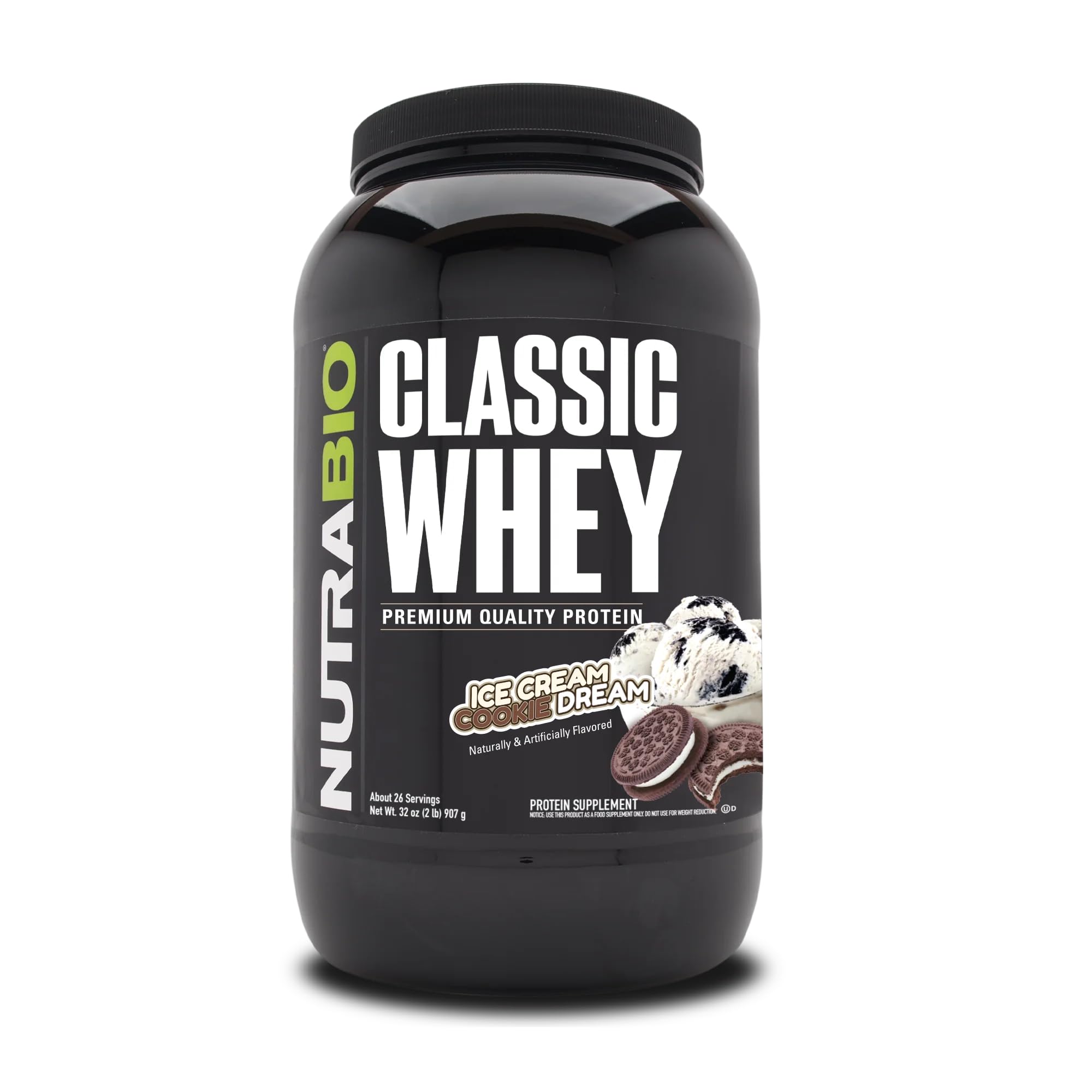 NutraBio Classic Whey Protein Powder- 25G of Protein Per Scoop - Ice Cream Cookie
