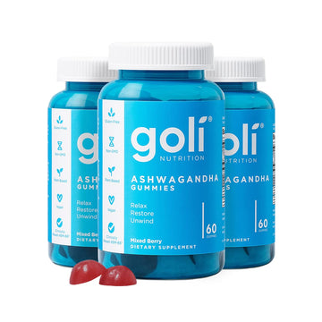 Goli Ashwagandha & Vitamin D Gummy - 180 Count - Mixed Berry, KSM-66, Vegan
